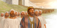 الملك يهوشافاط والمرنمون اللاويون يقودون الجيش الى خارج اورشليم