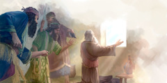 Die eifersüchtigen Männer erwischen Daniel dabei, wie er vor einem offenen Fenster betet