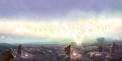 Anjos anunciam o nascimento de Jesus aos pastores