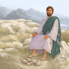 Jesus lehnt es ab, Steine in Brot zu verwandeln