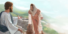 Jesus fala com uma mulher samaritana ao pé do poço de Jacó