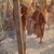 Jesús cuelga del madero; cerca de él están de pie algunos discípulos, como María y Juan