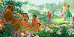 Щастливи деца и възрастни в рая