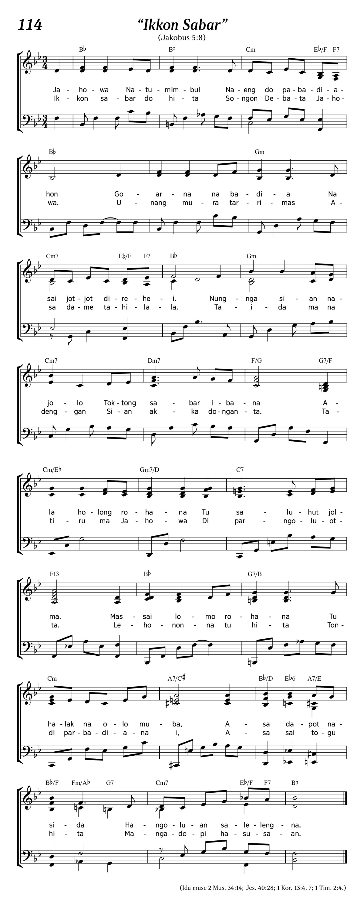 Ende 114 Tongtong Ma Sabar Ende Pujian Tu Jahowa Ende 114 Tongtong Ma Sabar Ende Pujian Tu Jahowa