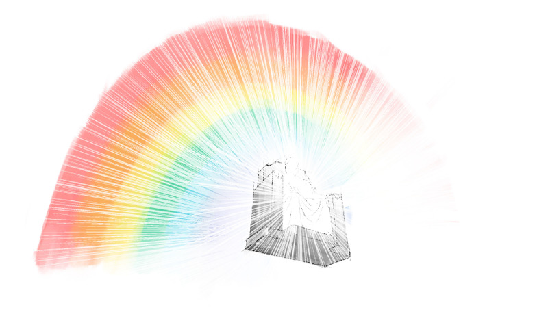 O arco-íris em volta do trono de Jeová, como é descrito na visão de Ezequiel