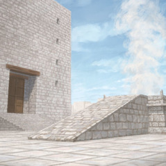 Egy áldozat ég a jeruzsálemi templom oltárán.