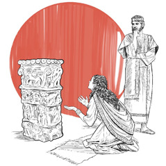 Salomo kijkt toe terwijl een van zijn vrouwen knielt voor een beeld
