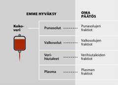 Kokoveri, sen neljä pääosaa ja veren fraktiot