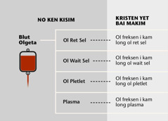 Blut, ol 4-pela bikpela hap bilong en, na ol blut freksen