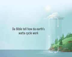 Da Bible tell how da earth’s watta cycle work. Arrows show how da watta go from da earth to da sky an back again.