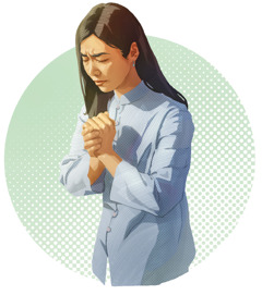 یک خانم در حال دعا