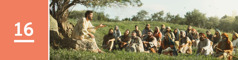 שיעור 16.‏ ישוע מלמד קבוצה של גברים ונשים כשהם יושבים על גבעה.‏