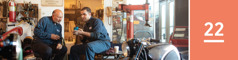 Lesson 22. A Bible student preaches to his workmate during a lunch break in a repair shop.