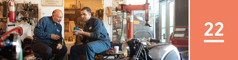 Lesson 22. A Bible student preaches to his workmate during a lunch break in a repair shop.