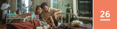 26. lekce. Ustaraní rodiče sedí u nemocničního lůžka svého syna, kterého postihla nějaká tragická událost