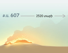 Կրակը կը կործանէ Երուսաղէմը, Ք.Ա. 607–ին։ Անկէ ետք, 2520 տարի կ’անցնի։