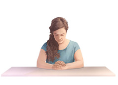 Egy nő imádkozik.