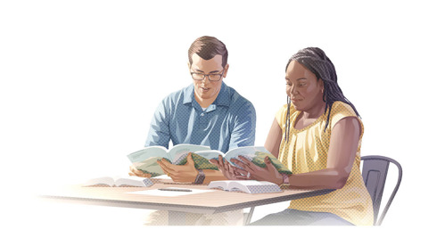 Manžel a manželka společně studují Bibli