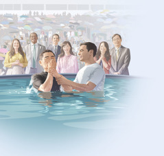 تلميذ للكتاب المقدس يعتمد في اجتماع دائري لشهود يهوه