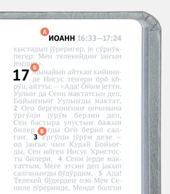 «А», «Б», «В» таныктар Агару Бичиктиҥ ӱлгерин канайып табарын кӧргӱзет.