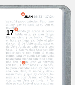 Tiene maga marca que ta indica con el A, B y C na un pagina del Biblia.