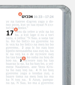 Ŋmaaroŋ naŋ wulo A, B, ane D naŋ be a Baabole gampɛlee na poɔŋ la.