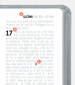 Aya nōo wɛ u A, B, mla C yɔ ipu upeji ku Ubáyíbu.