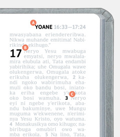 Esiri nga pitsa esikakanganaya ngoko ehitswe A, B ne C hitondekene oko kayani kaghuma k’eBiblia.