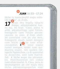 Pengelngei cheu ñi tripan tati letra A, B ca C Biblia mu.