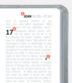 A, B nga na C agboto lê na ndö ti aye so ayeke na ndö ti mbeni lembeti ti Bible.