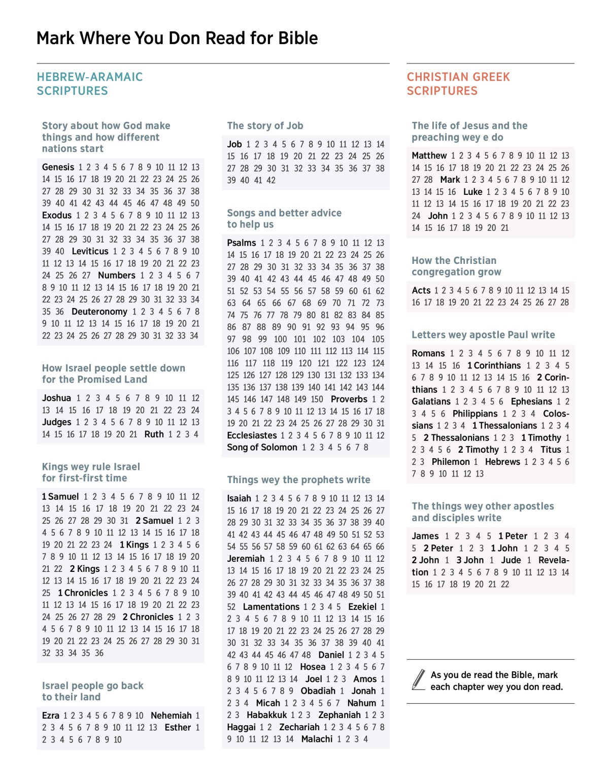 Mark Where You Don Read For Bible