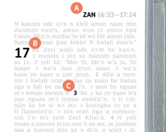 Ninnge nga A nin B, ɔ nin C be ti be nzɔliɛ mɔ be o Biblu’n i bue kun su.