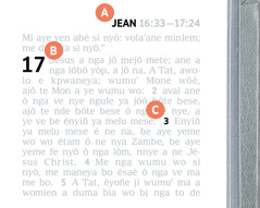 Bikanga bia liti ngabe A, B, a C ya afeb éziñe ya Bible.