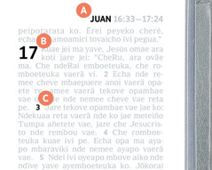 Marca reta yaikuaa vaerä A, B y C metei página Biblia güi.