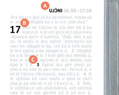 Aya nōo wɛ u A, B, mla C yɔ ipu upeji ku Ubáyíbu.