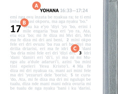 Afa ’bani si A azini B rini imbata ’di ma kala oko ri e’da.