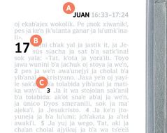 Ja senyaʼik bʼa wa xchiktes ja jastal chapubʼal ja A, B sok C bʼa jun slam ja Biblia.