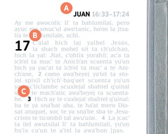 Te letraetik A, B sok C ya xchiknajik ta jun texto yuʼun Biblia.