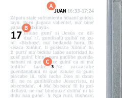 Ca letra A, B ne C culuíʼcani ti yaza ni zeeda lu Biblia.