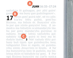 Etiquetas ni raslooy página xtuny la Biblia A, B né C.