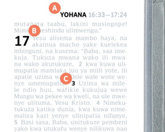 Sehemu A, B, na C ku ukurasa wa Biblia.