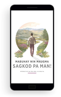 Mabuhay nin Maugma Sagkod Pa Man!—Interactive na Pag-adal sa Bibliya. Sarong lalaki na nagpupuon na maglakaw sa sarong pasiko-sikong dalan na dakul nin magagayon na pananom, kabubuldan, asin kabukidan.