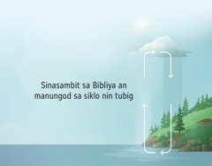 Ilinaladawan kan Bibliya an siklo nin tubig. Paitok sa tuo an dalagan kan mga arrow na ipinapahiling an siklo kan tubig hali sa atmospera pasiring sa daga asin pabalik.