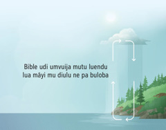 Bible udi umvuija luendu lua mâyi mu diulu ne pa buloba. Tshimfuanyi tshidi ne mikete idi ileja luendu lua mâyi mu diulu ne pa buloba.