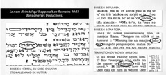 Le nom de Dieu dans des textes originaux de la Bible