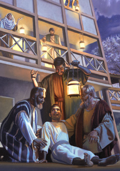 The apostle Paul performing a miracle