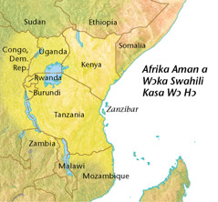 Afrika asase mfonini a ɛkyerɛ aman a wɔka Swahili kasa wɔ hɔ