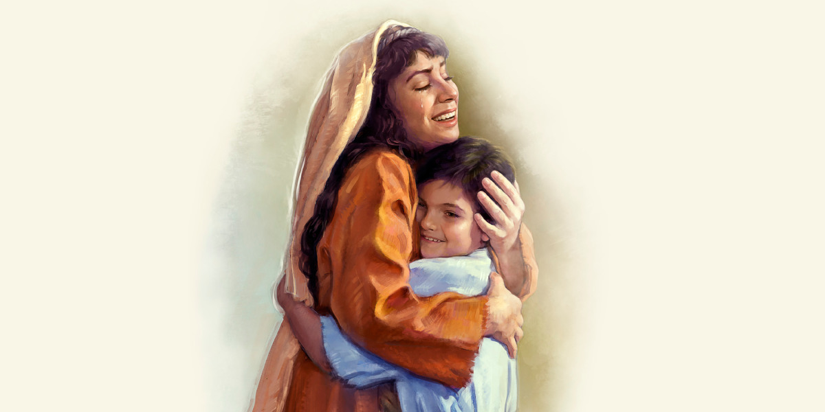 A viúva de Sarefá abraça seu único filho