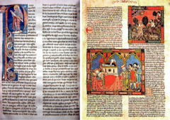 Páginas de la Biblia prealfonsina y de la Biblia Alfonsina