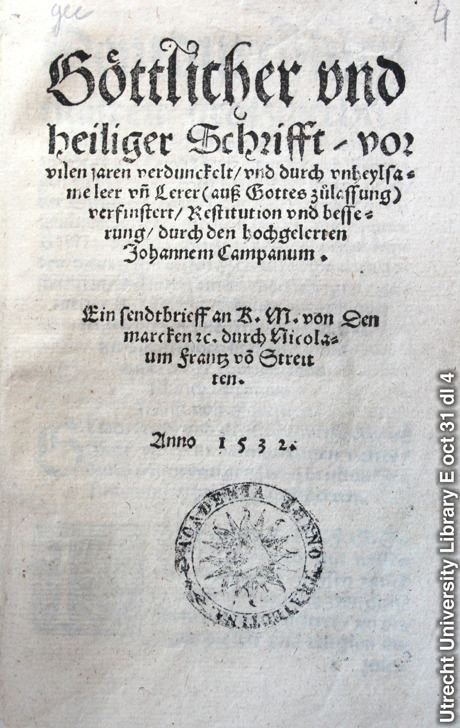 Libro Restitution, por Johannes Campanus, publicado en 1532